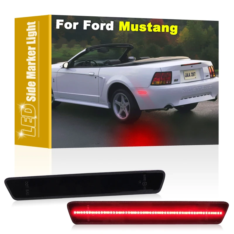 

2 шт., дымчатые линзы, водонепроницаемые красные задние фонари для боковых крыльев, габаритные огни для Ford Mustang 1999 2000 2001 2002 2003 2004