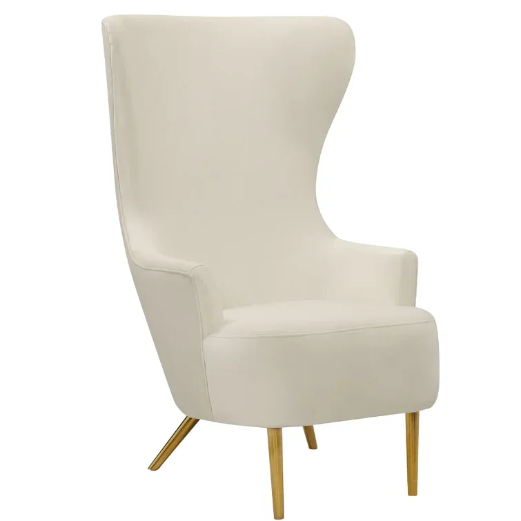 

Modern Luxury Stainless Steel Legs Upholstered Wingback Chair Velvet Armchair High Back Chairs For Living Room