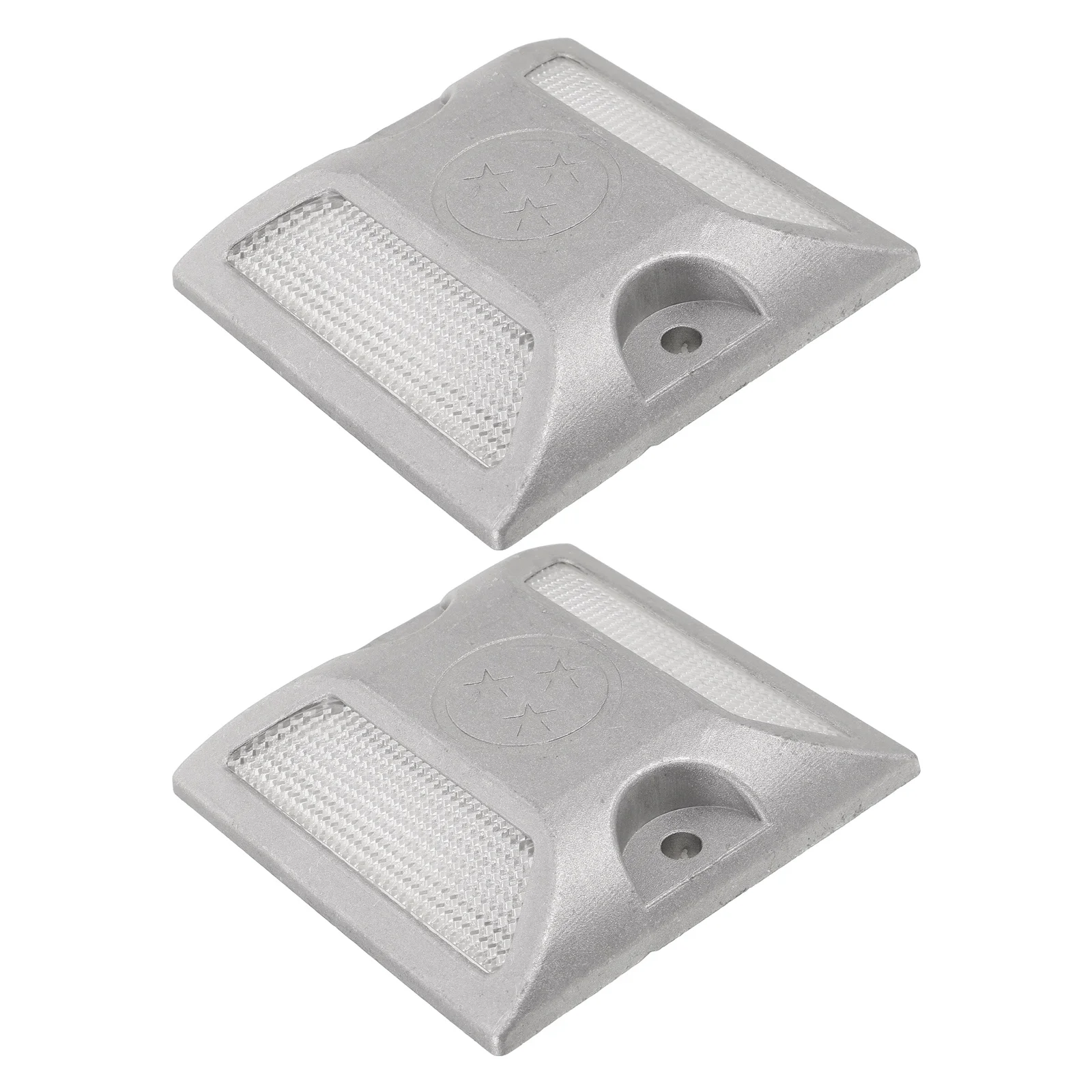 2 قطعة ترصيع الطريق الألومنيوم المصبوب علامات عاكسة مقاومة الطقس لوقوف السيارات الطريق السريع درب السلامة تعزيز ليلة #4