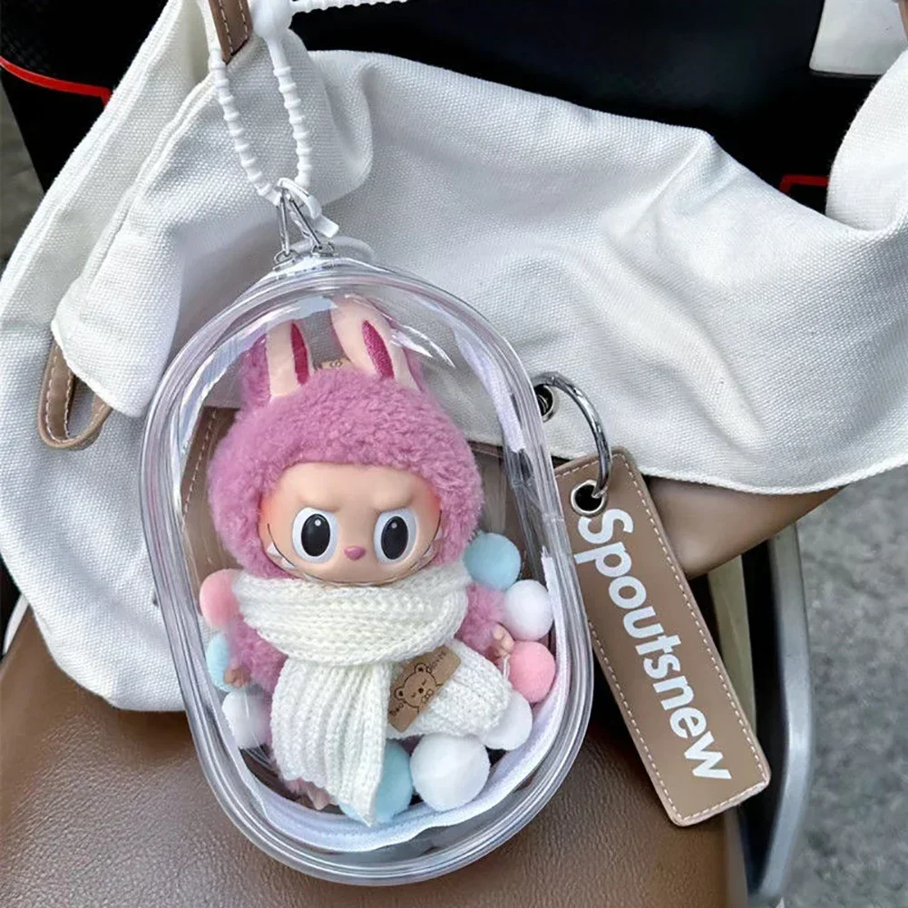 For Labubu Doll Bag Cotton Doll Out Bag 15cm Plush Doll Dust Drying Transparent Doll Bag Doll Accessories 11.5x6.5x17.2cm