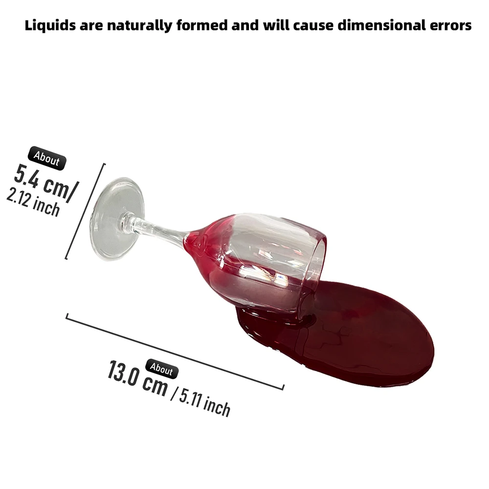 Hyper Realistic Spilled Red Wine Glass Prop - Lifelike Fallen Tipped Over Wine Cup for Photography Bar & Home Decoration Display - view 5