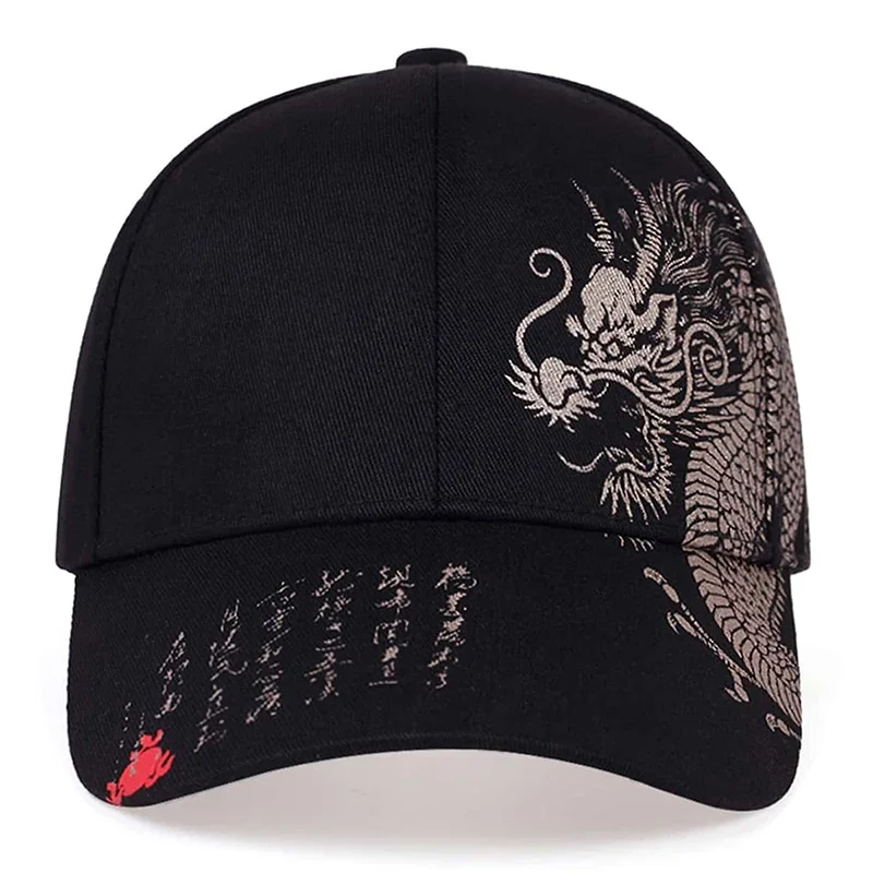 Unisex Golden Dragon Printing Baseball Caps Adjustable Casual Hats Spring and Autumn Outdoor Sunscreen Hat
