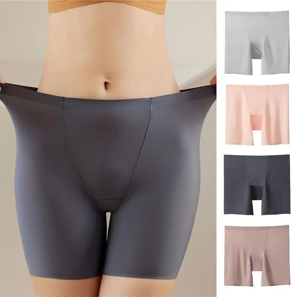 

Summer Thin Women Safety Shorts Cool Breathable Seamless Solid Color High Waist Elasticity Ice Silk Shorts Under Skirt Female