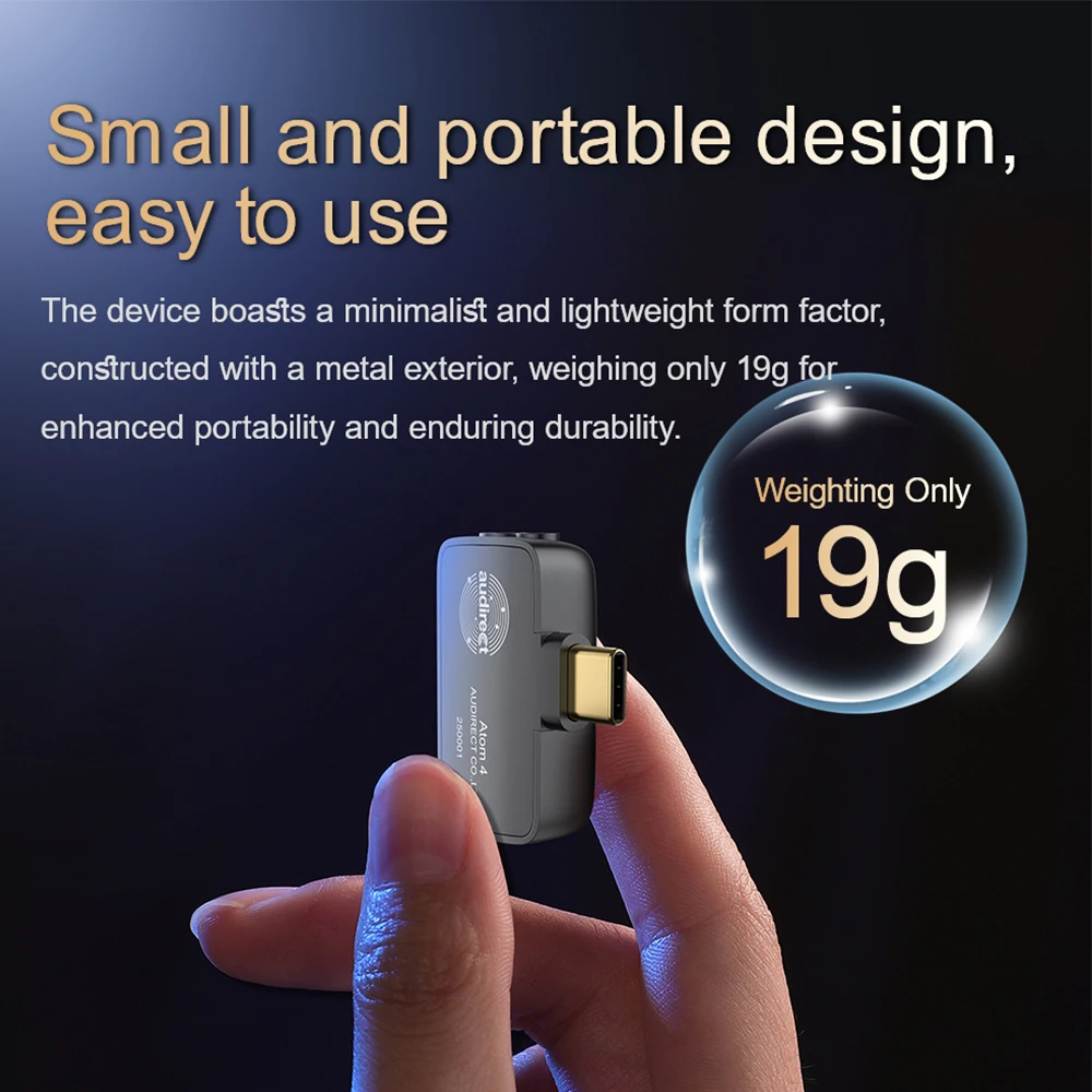 Audirect ATOM4 الصوت المحمول DAC/Amp مع مضخم سماعة الرأس USB C ذو الدائرة المتوازنة الحقيقية