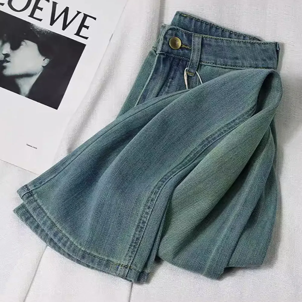 

Women's Teal Green Denim Pants High Waist Staright Loose Trousers Streetwear Spring Autumn Casual Loose Full Jeans Daily Wear