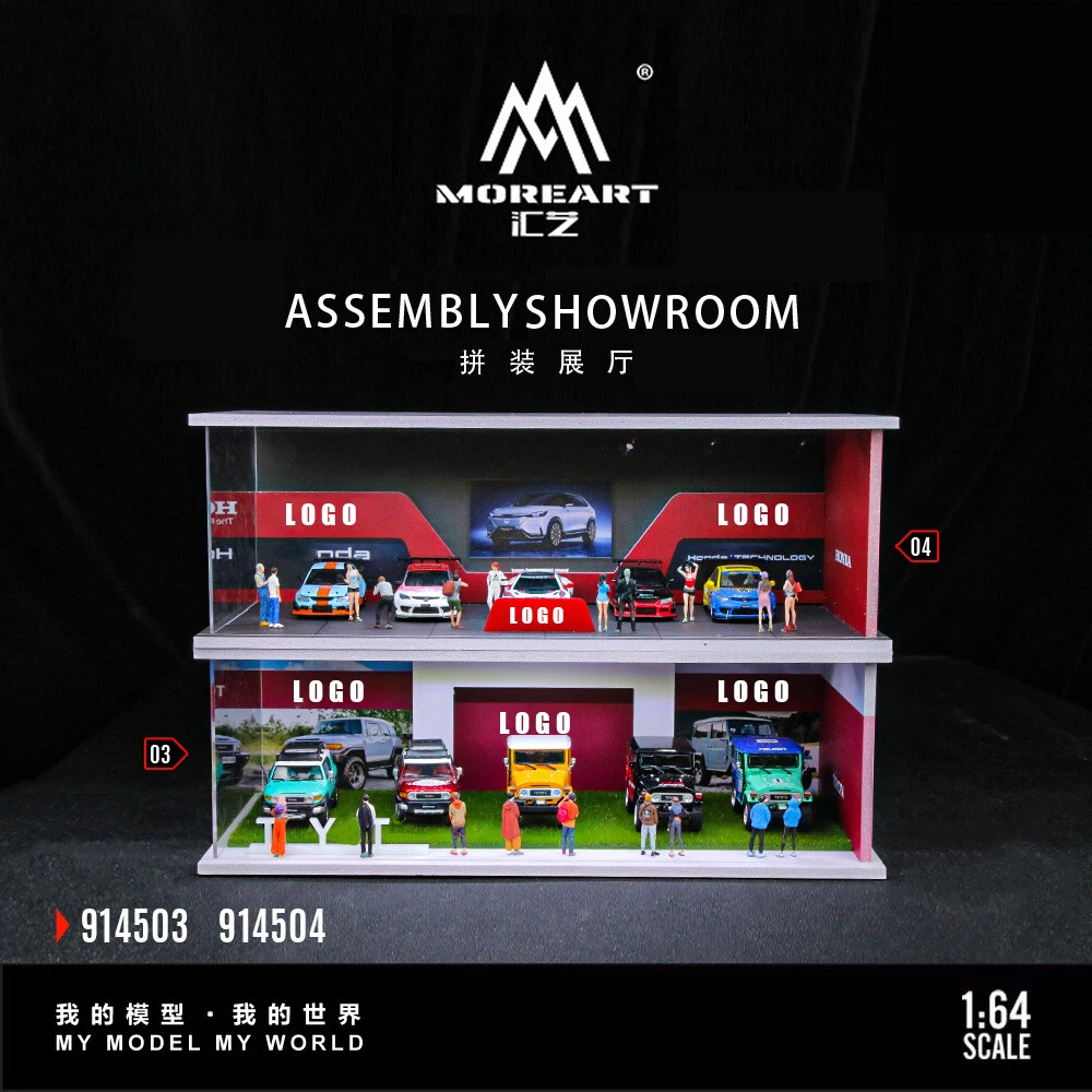 

X-T Diorama 1:64 Garage Model Set Lighting Parking Lot Model for 1/64 Hot Wheels Car Showroom Scene Display Case