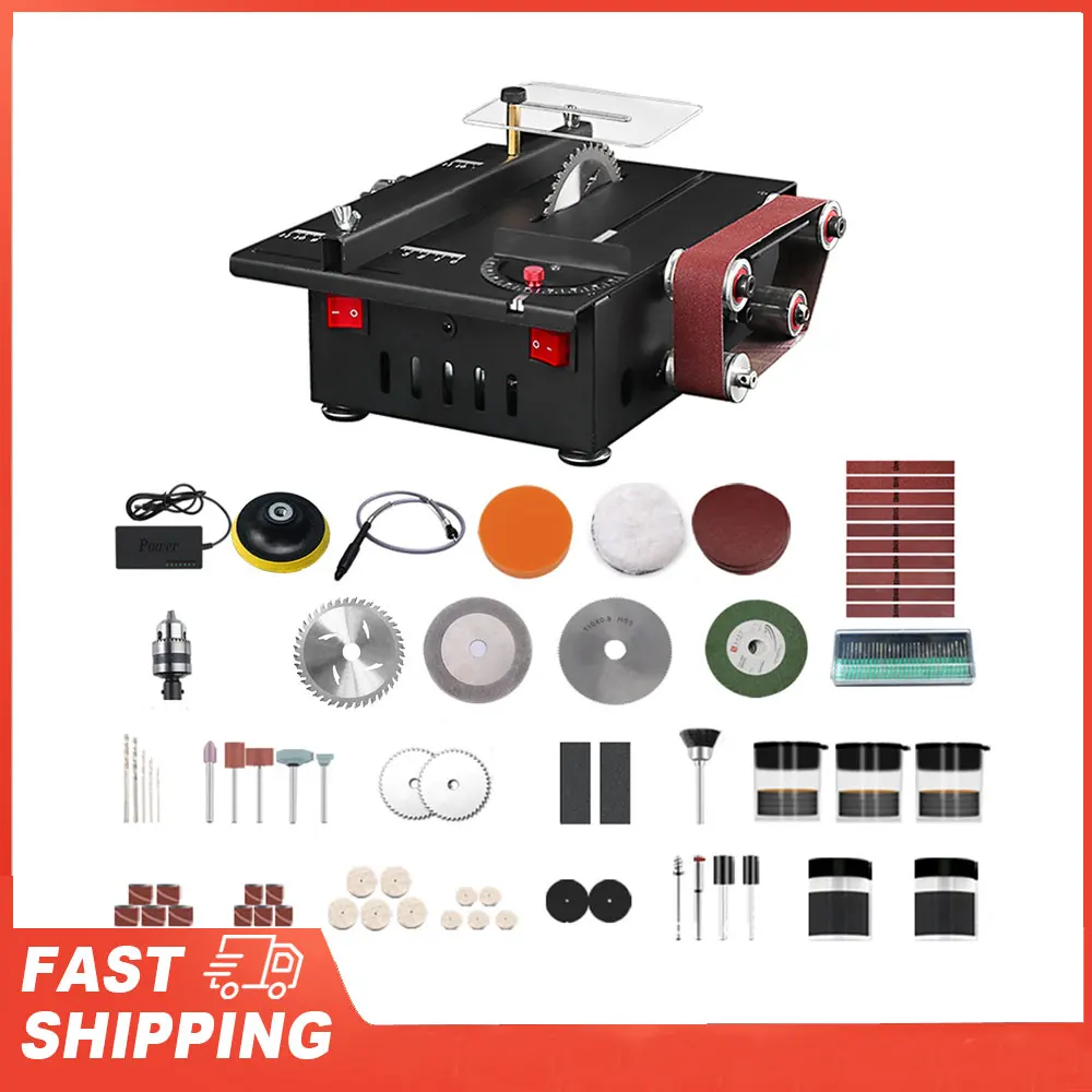 

Mini Bench Saw and Belt Sander Variable Speed 30mm Cutting Depth 200W Circular Table Saw for Wood Plastic Stone Metal Knife
