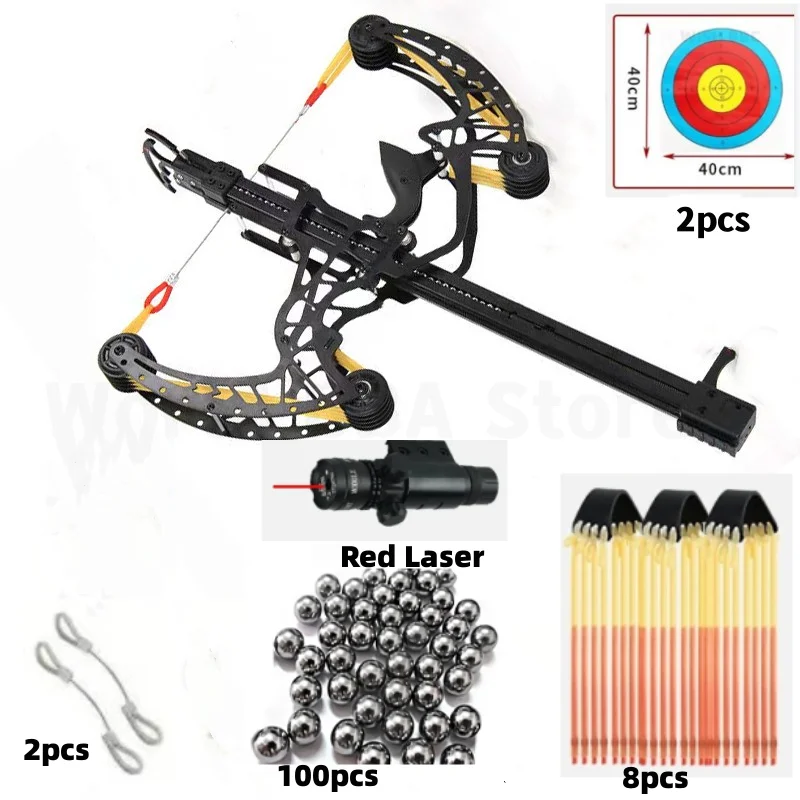 Powerful high-precision red and green laser aimed at slingshot outdoor long-range shooting slingshot 40 rounds