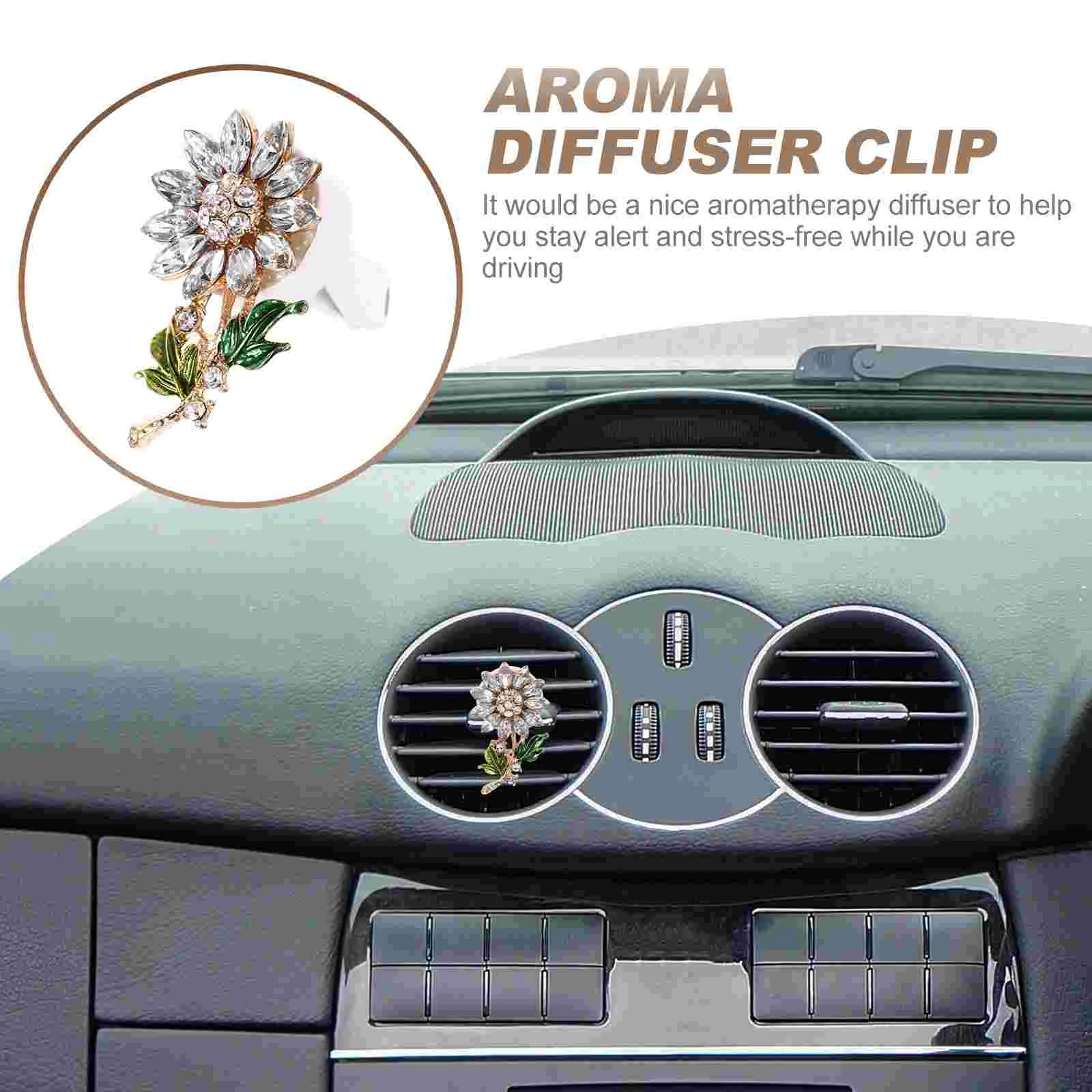 Aromatherapy Clip Car Perfume Decor Auto Interior Decoration Air Conditioner Crystal Sunflower Zinc Alloy Adornment