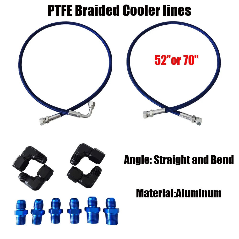 

52inch or 70inch AN6 Blue Nylon Braided Oil Fuel Fittings Hose End 0~90 Optional Degree Oil Adaptor Kit Oil Fuel Hose Line