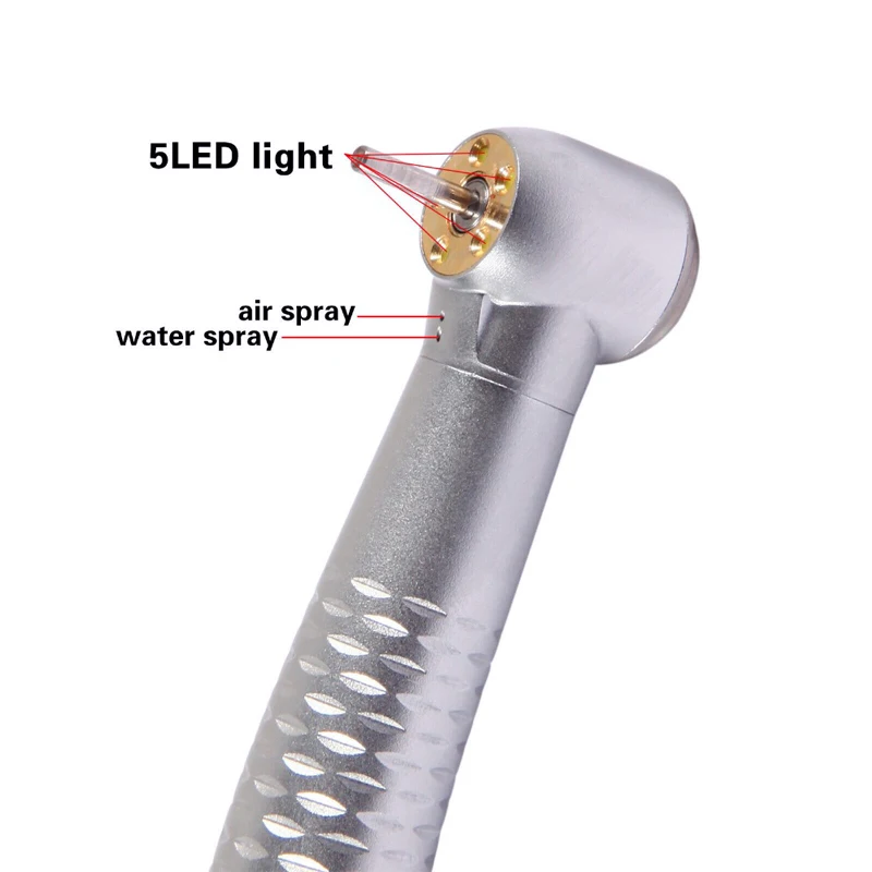 Silent LED Turbine Air Rotor push button Portable De ntal LED High Speed Handpiece with 5 lamps LED light