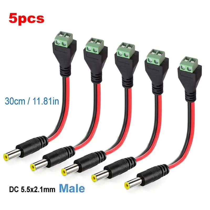 1/5pcs DC 5.5mmx2.1mm Screw Terminal Block Adapter Power Extension Cable DC To 2Pin Solderless Connector Replacement Supply Set