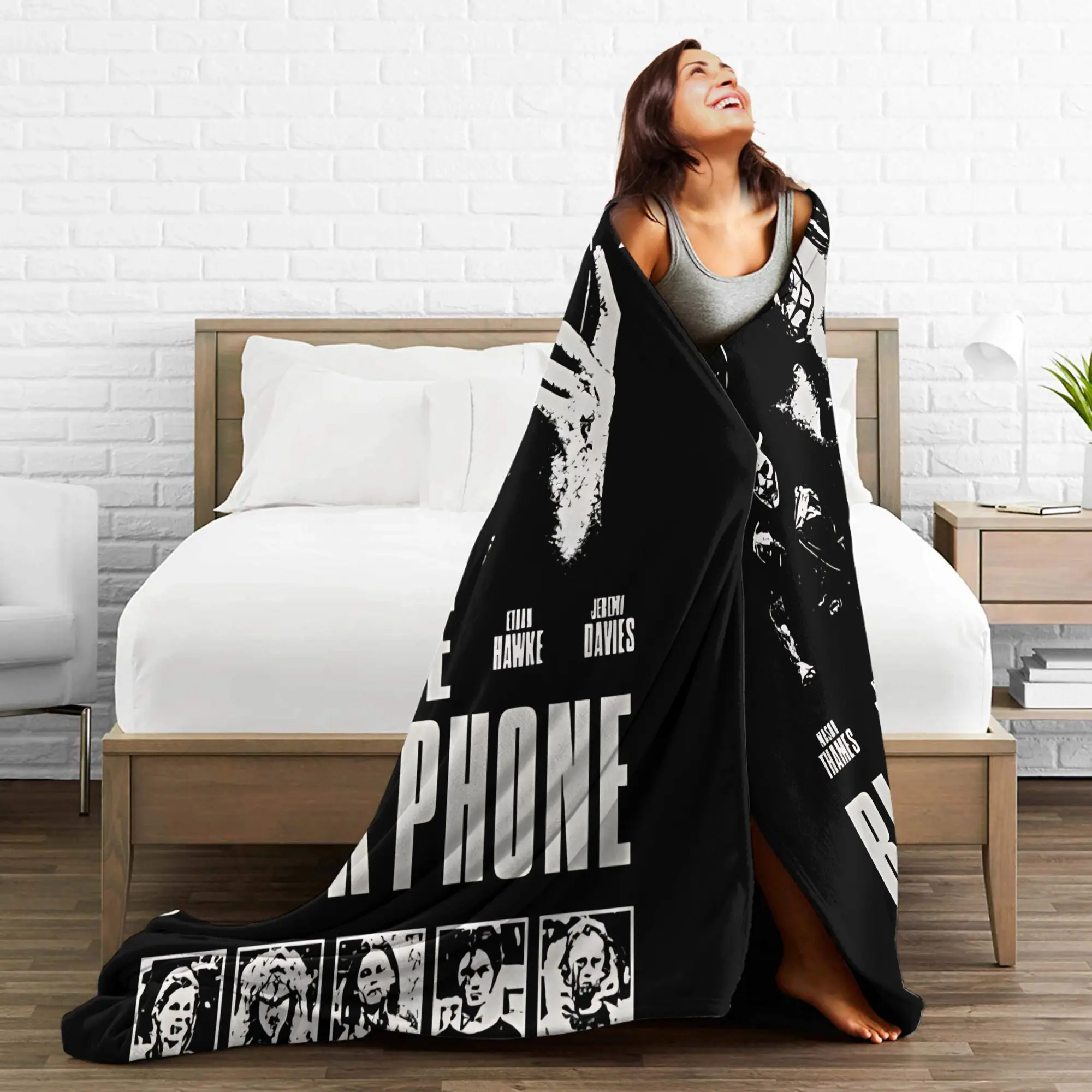 الهاتف الأسود فيلم الرعب البطانيات الزخرفية الفانيلا رمي بطانية للمنزل ديكور لينة الدافئة تصميم جودة المفرش هدية #4