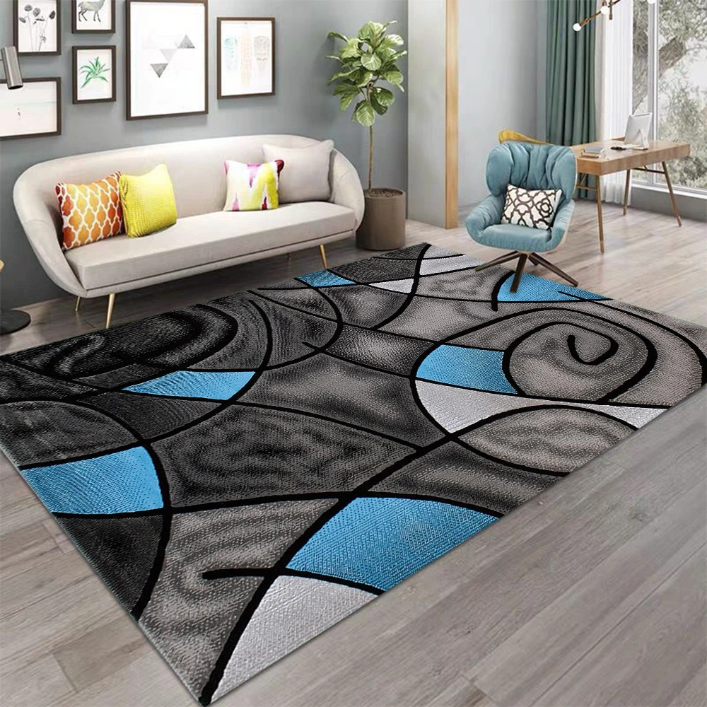 سجاد منطقة هندسية محايدة خضراء قابلة للغسل، سجادة كبيرة ناعمة تجريدية حديثة لغرفة المعيشة، مدخل غرفة النوم، المزرعة، غير قابلة للانزلاق #5