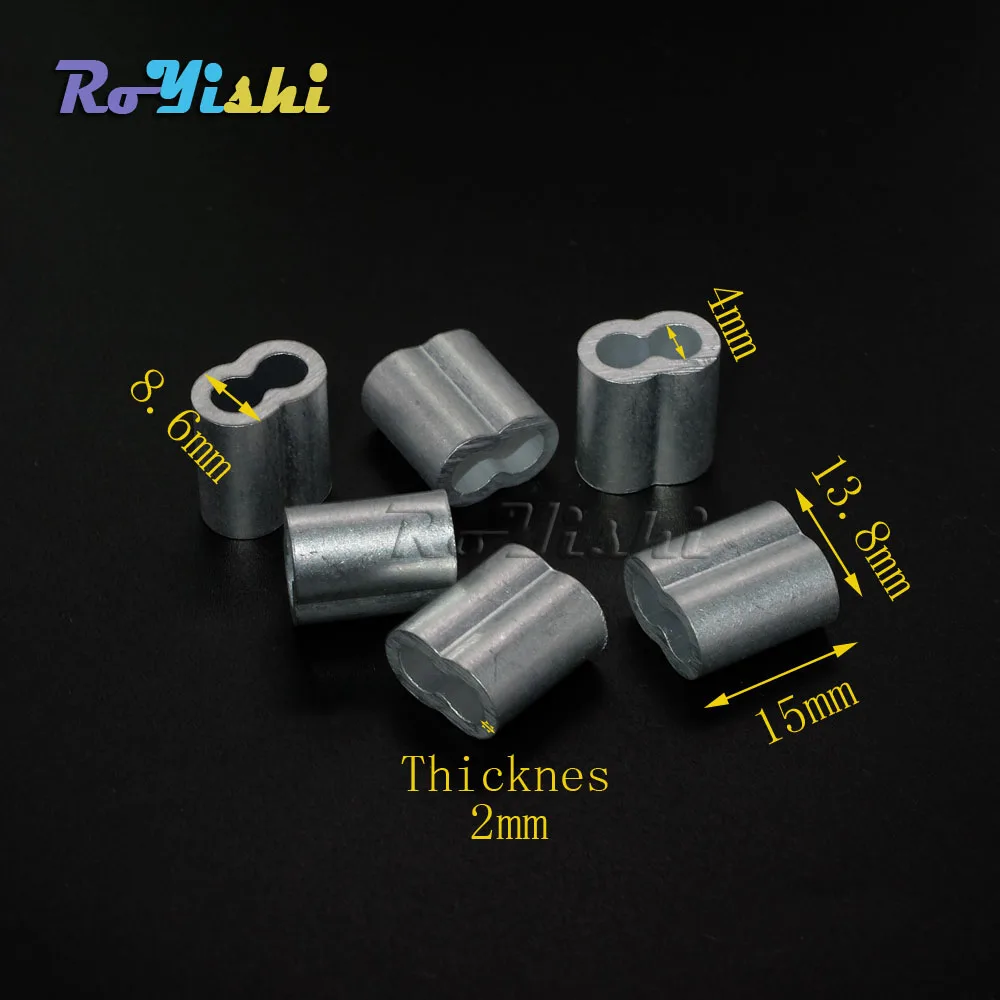 10pcs/pack 4mm Aluminum Cable Crimps Sleeves Rope Clip Fittings Loop Sleeve