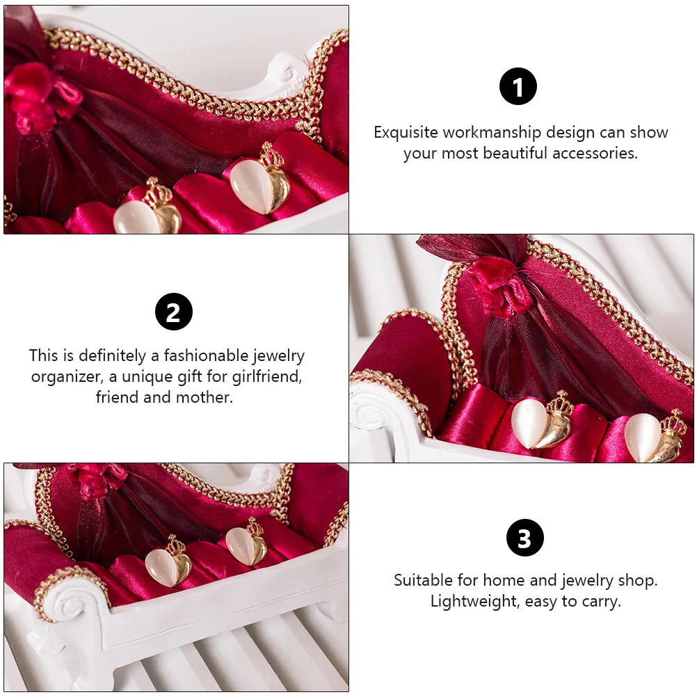 

Jewelry Display Stand Ear Stud Holder Couch Ring for Rack Storage Sofa Shape Stands Fabric