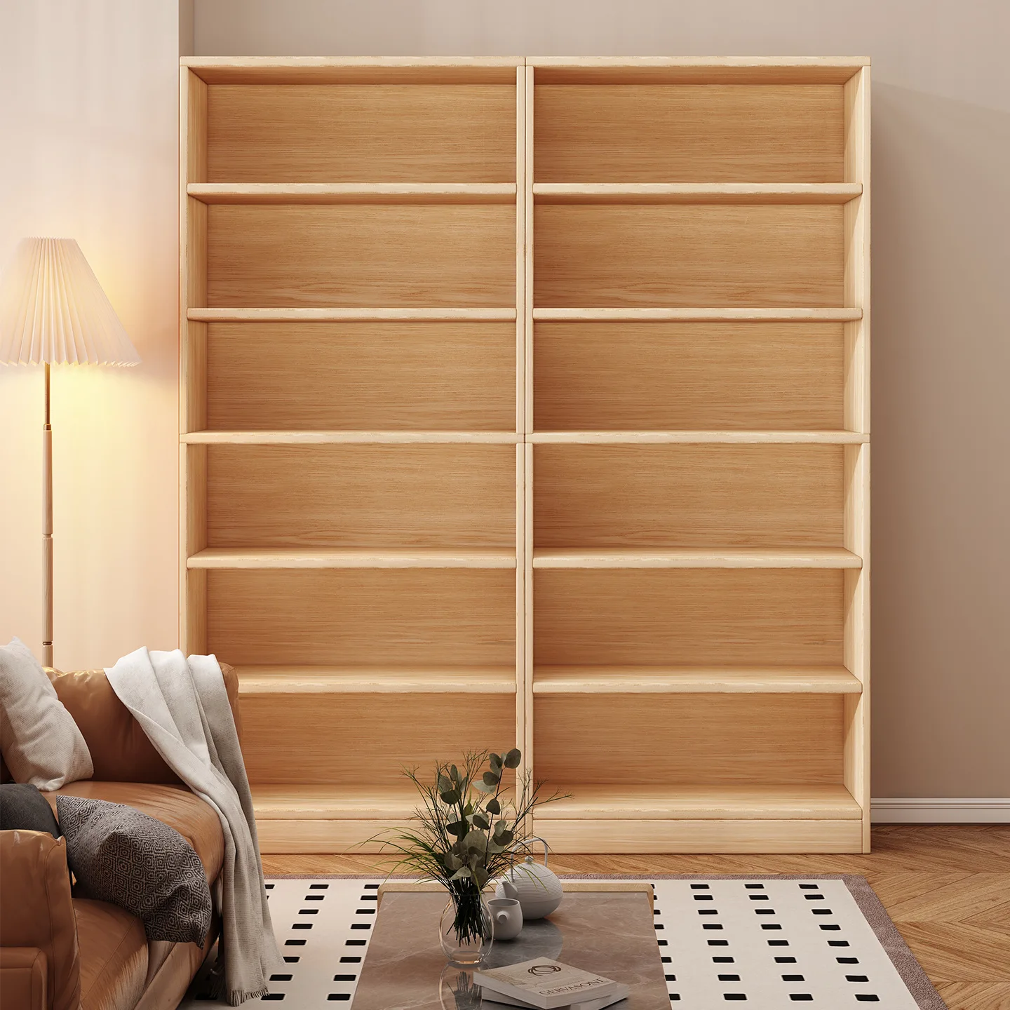 

Floor-to-ceiling shelves integrated against the wall Home student bookcases Lockers Living room multi-layer display cabinets
