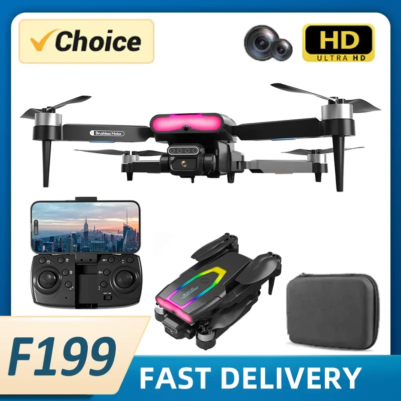 

F199 Drone 1080P Wide Angle HD Dual Camera Professional RC Foldable Quadcopter Aerial Photography FPV Helicopter Toys Gift