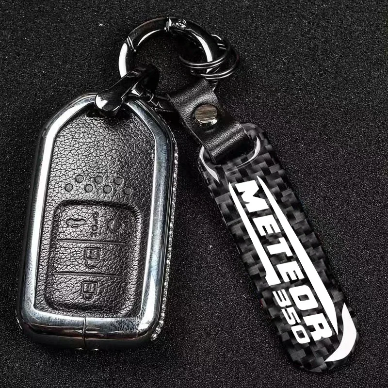 1PCS For Royal Enfield Meteor 350 Meteor350 Universal year Custom Accessorie Motorcycle Keychain Keyring Carbon FiberHigh-Grade