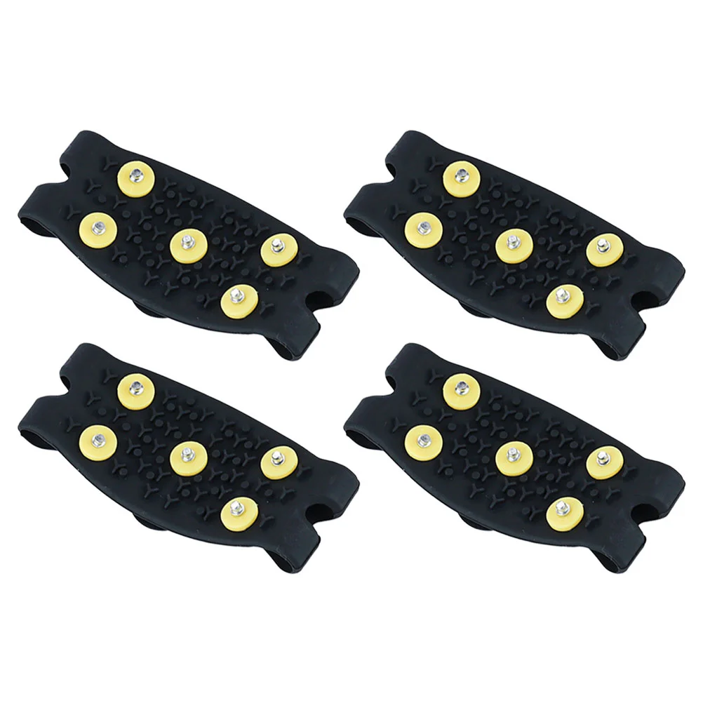 2 Pairs Shoe Grippers for Ice Non-slip Covers Black Boots Crampon Spike Skates Climbing Anti-slip Spikes Mountaineering Child