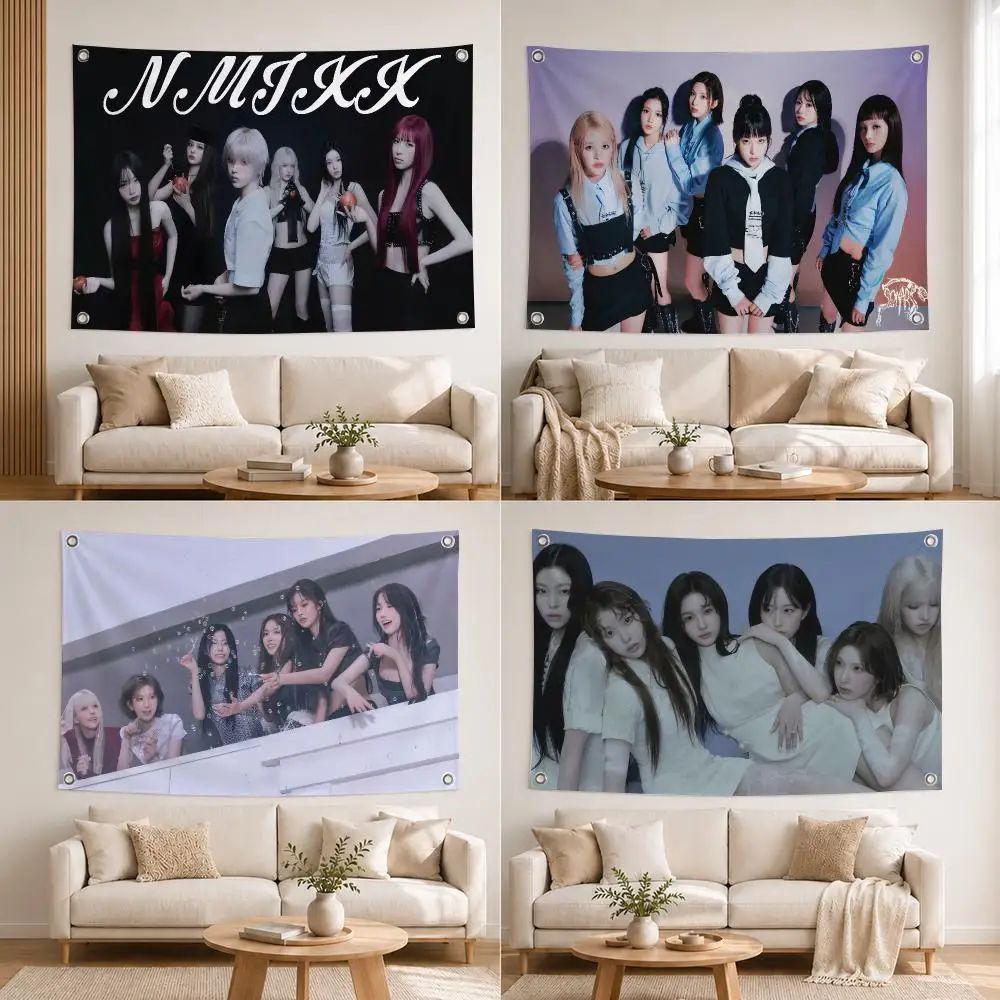 Idol Group NMIXX Flags Home Yard Garden Wall Hanging Flag Indoor Outdoor Banner Decor for Patio Backdrop Art