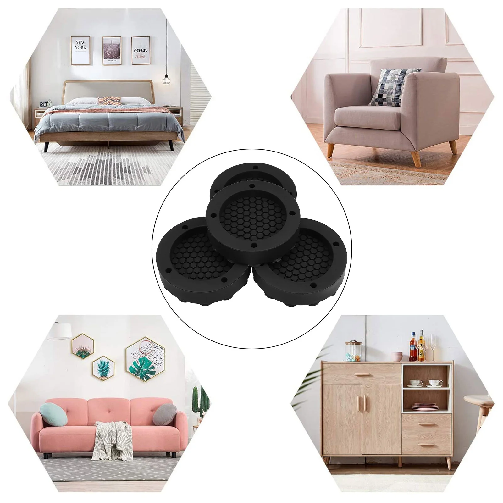 

4Pcs Washing Machine Foot Pads Anti Vibration Stabilizer Non Slip Shockproof Mat Pads for Washer Dryer Furniture