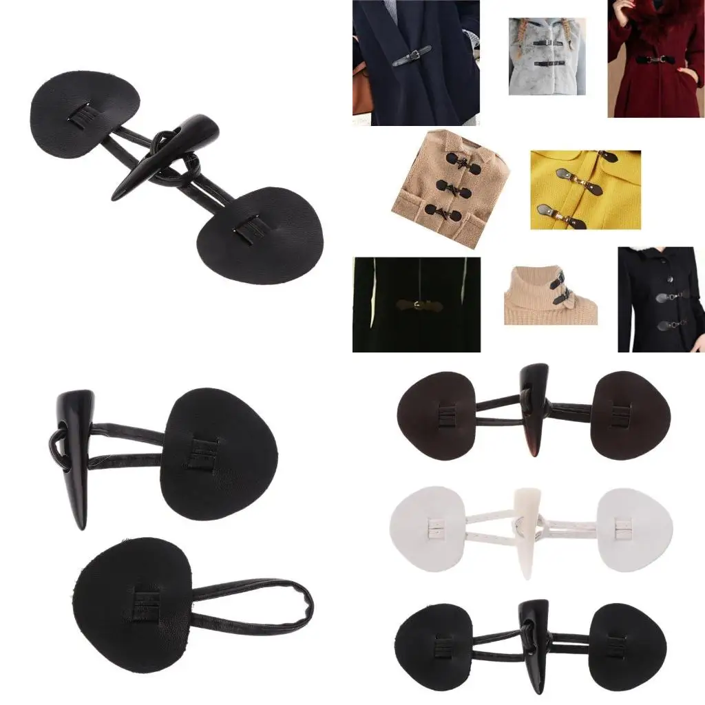 6 Pairs Ox Horn Leather Toggle Closure Buttons Coat for Jacket Duffle Shawl Clot high quality