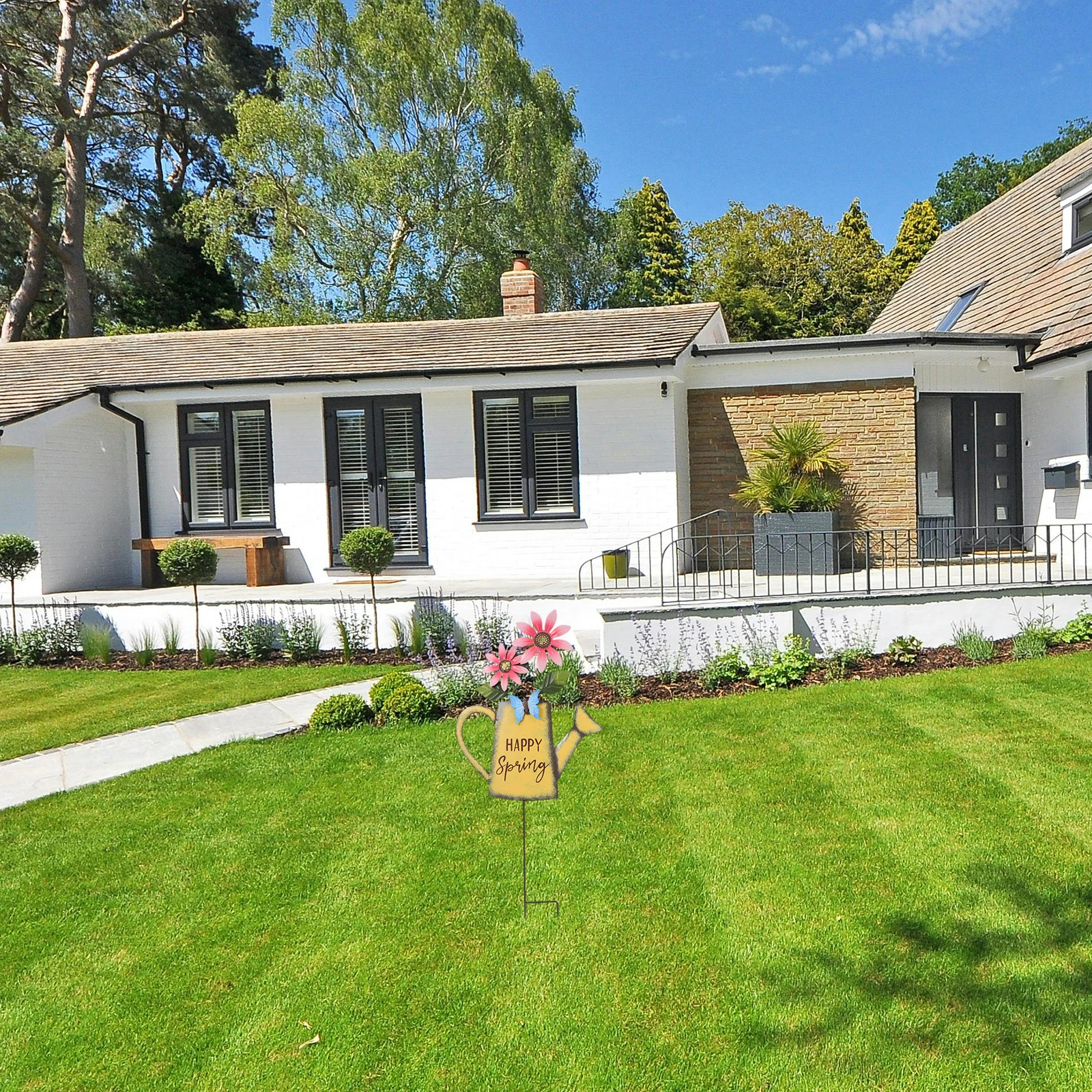 

Железный уличный цветочный горшок, вставка для полива, садовый двор, искусство, металлическое пейзажное украшение, патио, газон, украшение, прочный металлический ремесло