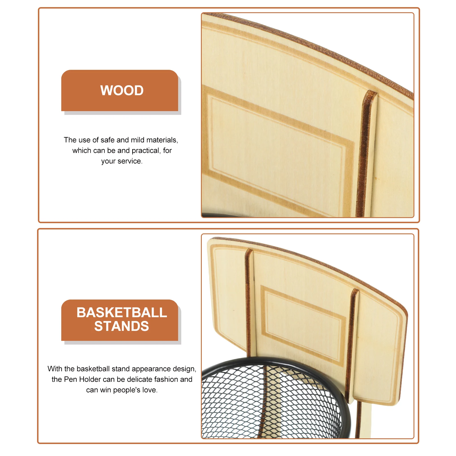 

Basketball Pen Holder Wooden Desk Organizer Design Exquisite Craftsmanship Practical Office Accessory Modern Decor