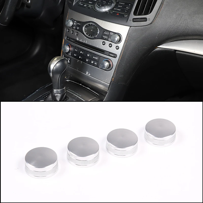 

4 Pcs Aluminum alloy Car central air conditioner volume knob ring Auto Accessories for Infiniti G Series G25 G37 2007-2013
