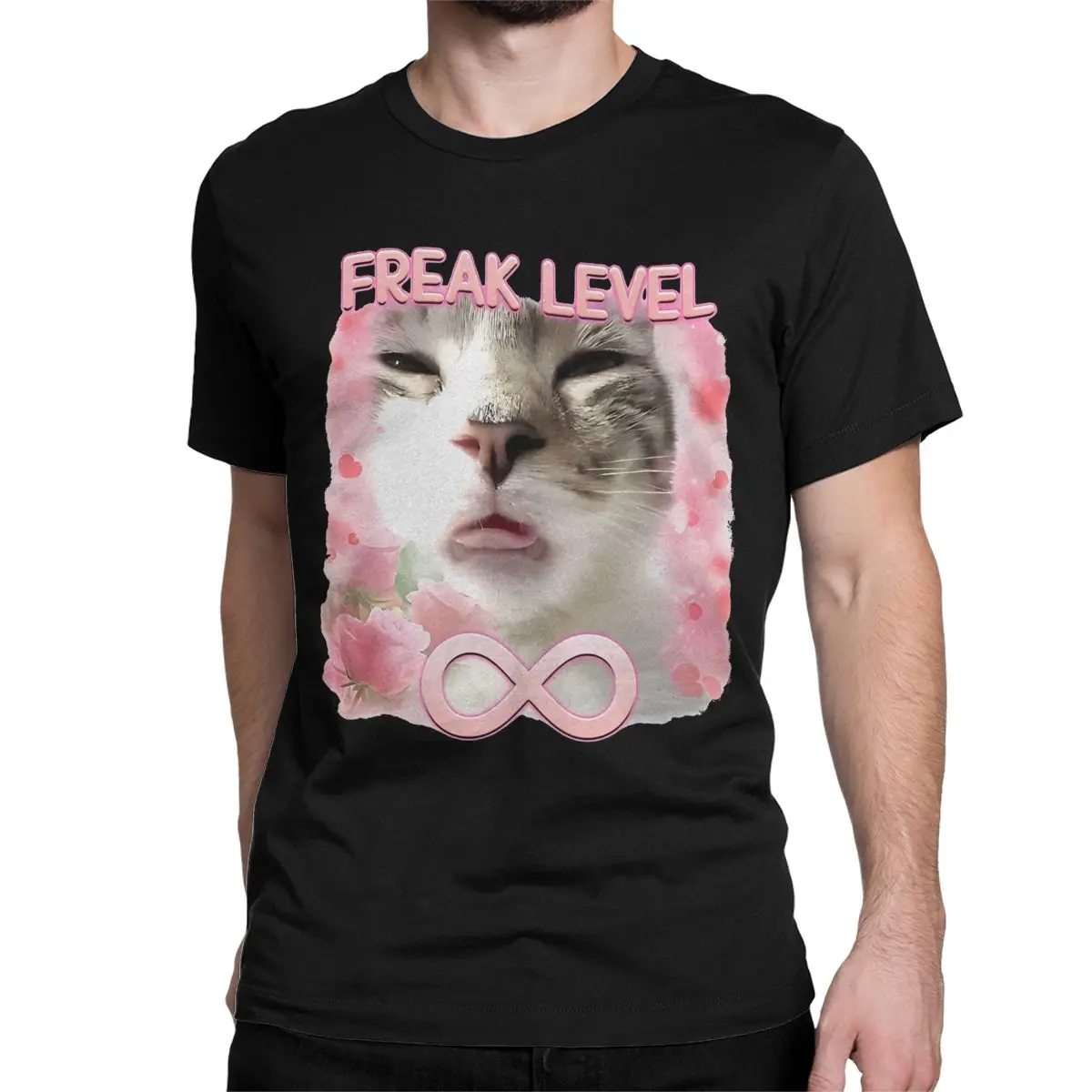 Freaky Ahh T-Shirts Men Women Diagnosed Freak Funny Cat Meme Fun 100% Cotton Tees Crew Neck Short Sleeve T Shirts New Arrival