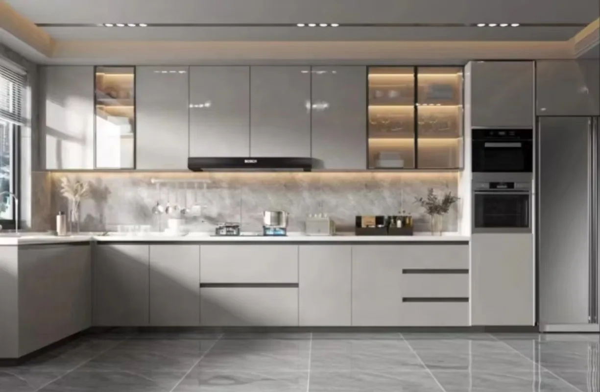 Smart Complete Acrylic Cabinets Supply Custom Wooden Pantry Modern Design Cabinets Kitchen Furniture