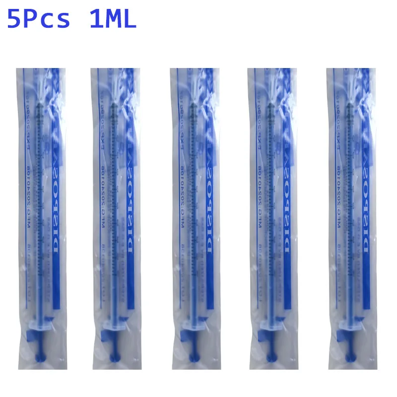 

5Pcs 1ML Small Syringes Disposable Sampler Plastic With Cubs OPP Measuring Hydroponic Nutrient Syringe Injectors Ink Pet Feeding