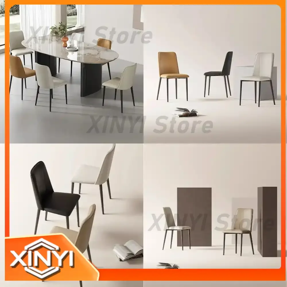 Modern Genuine Leather Dining Chair for Home Office Restaurant Conference Room Upholstered Stackable Table Chair with Back