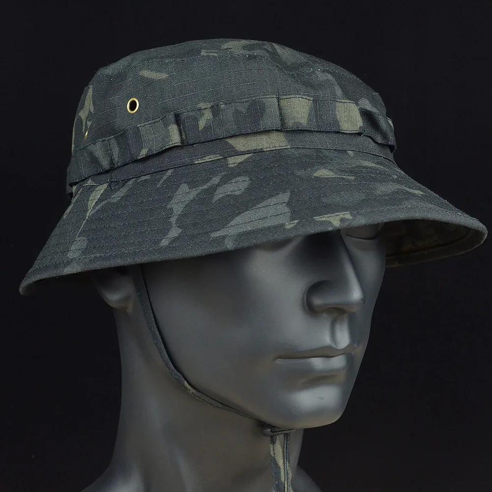 Summer Military Tactical Boonie Hats Hunting Sun Fishing Outdoor Camouflage Cap Adjustable Fisherman Sniper Ghillie Bucket Hats