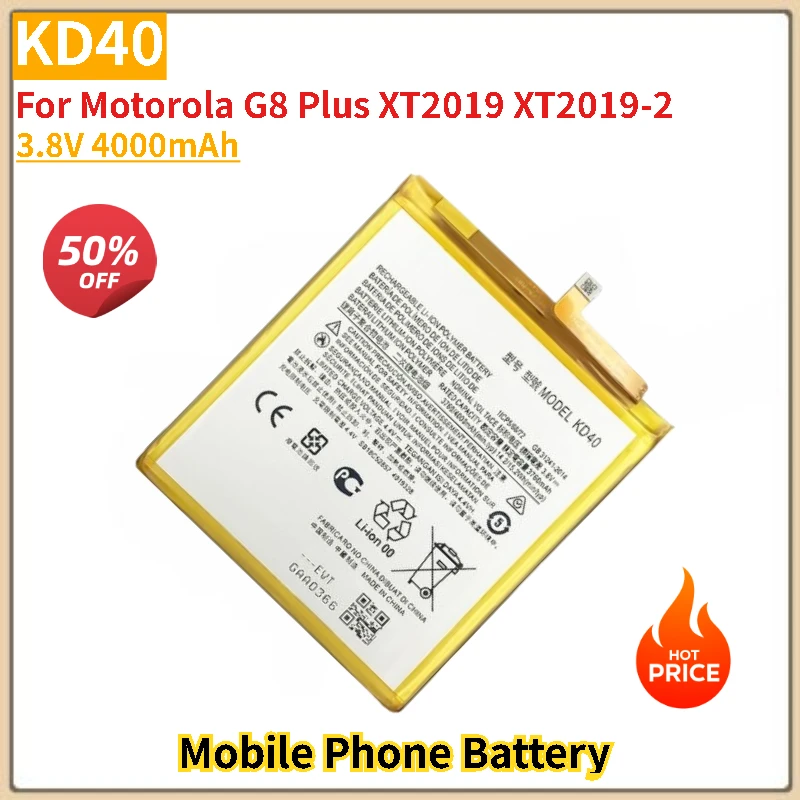 

3.8V 4000mAh KD40 Battery For Motorola Moto G8 Plus XT2019 XT2019-2 Phone Brand-New High Quality