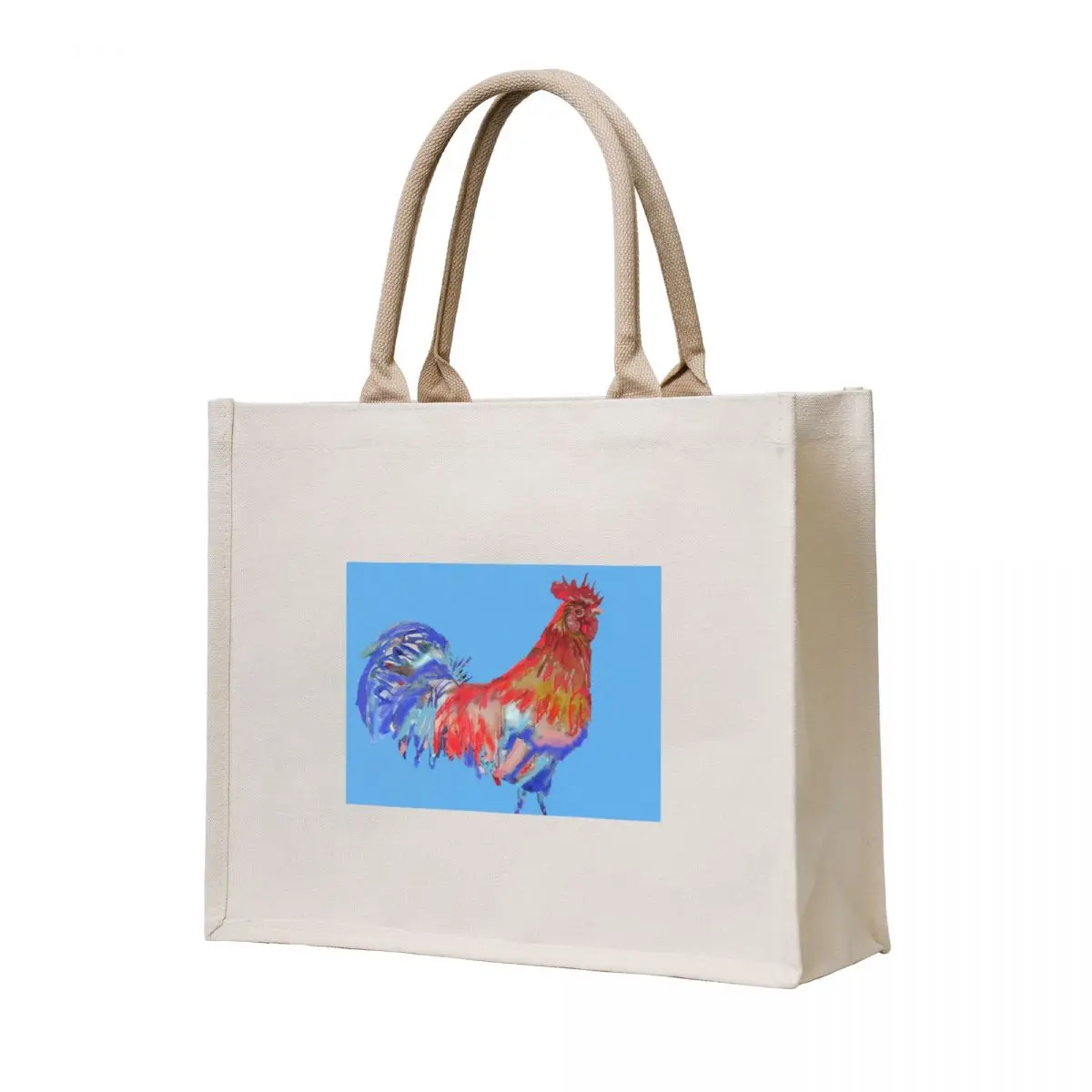 

Rooster Watercolor Painting Blue Tote Bag tote bag men shopper bag women for beach large tote