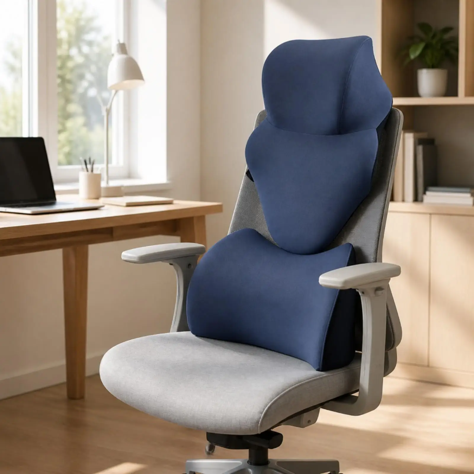 Memory Foam Chair-Back Support Cushion with Cushion Supportive for Seated Naps, Long Work Periods, Midday Breaks