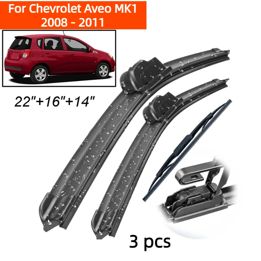 ZHANGU Wiper Front & Rear Wiper Blades Set Kit For Chevrolet Aveo MK1 2008 - 2011 Windshield Windscreen Window 22