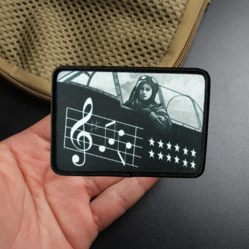 

Musical Notation Tactical Morale Badge Printed Armband Patch on Clothing Hook Loop Soldier Military Patches Backpack Sticker