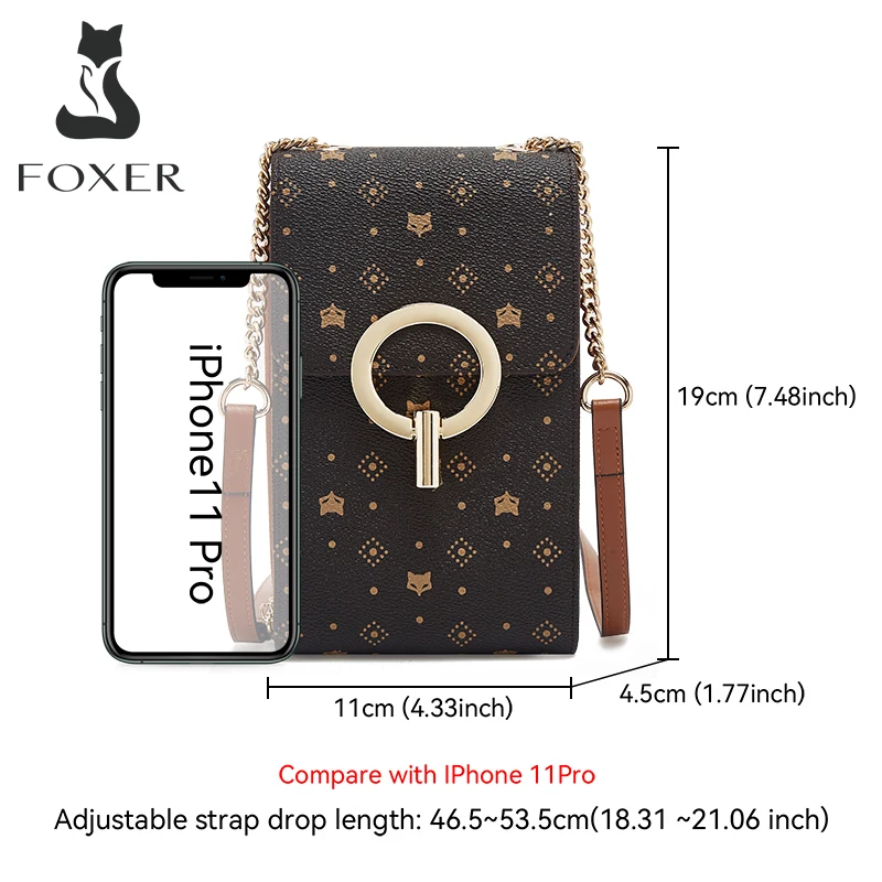 Imagem -02 - Foxer-bolsa de Ombro Vintage para Mulheres Bolsa de Celular Monograma Marrom Bolsa Tiracolo Bolsa Lady Pequena de Compras Couro de Pvc