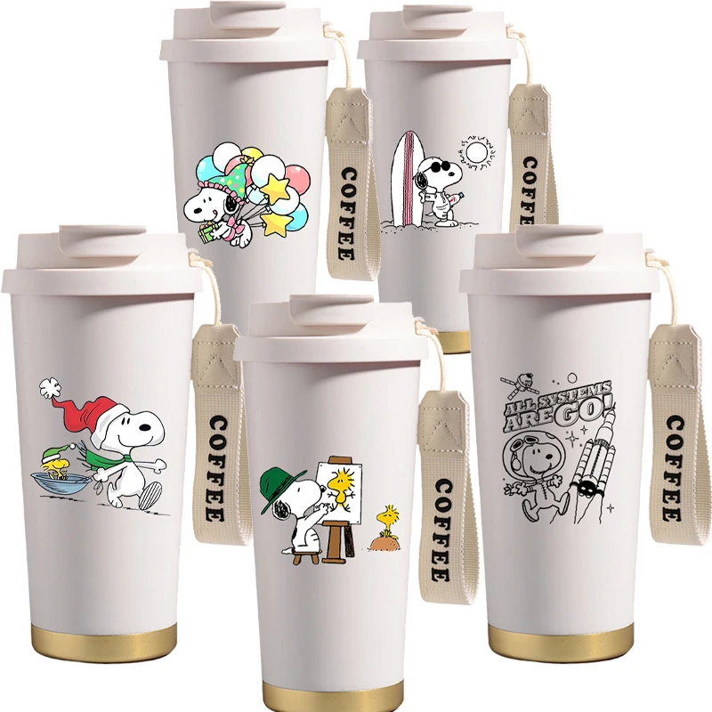 

Новая соломенная чашка для воды Smoopys, 500 мл, милая уличная портативная спортивная бутылка для воды, герметичный термос, кружка для питья