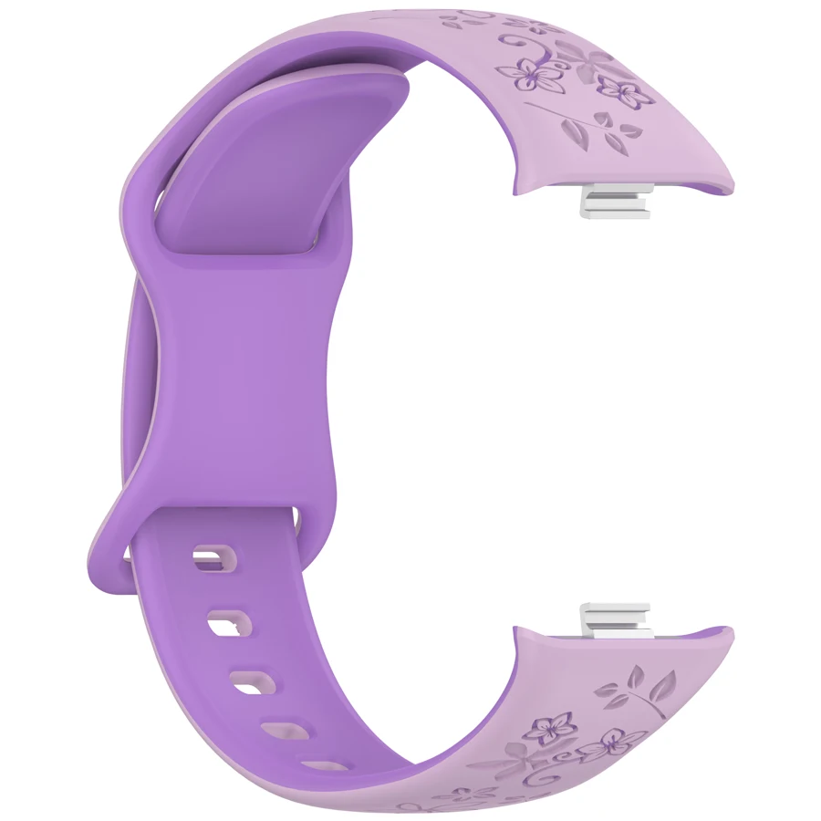 2-kleurige gegraveerde bloemenband voor Redmi Watch 4/5/6 Smartwatch, zachte band voor Xiaomi Mi Band 8/9/10 Pro, armband