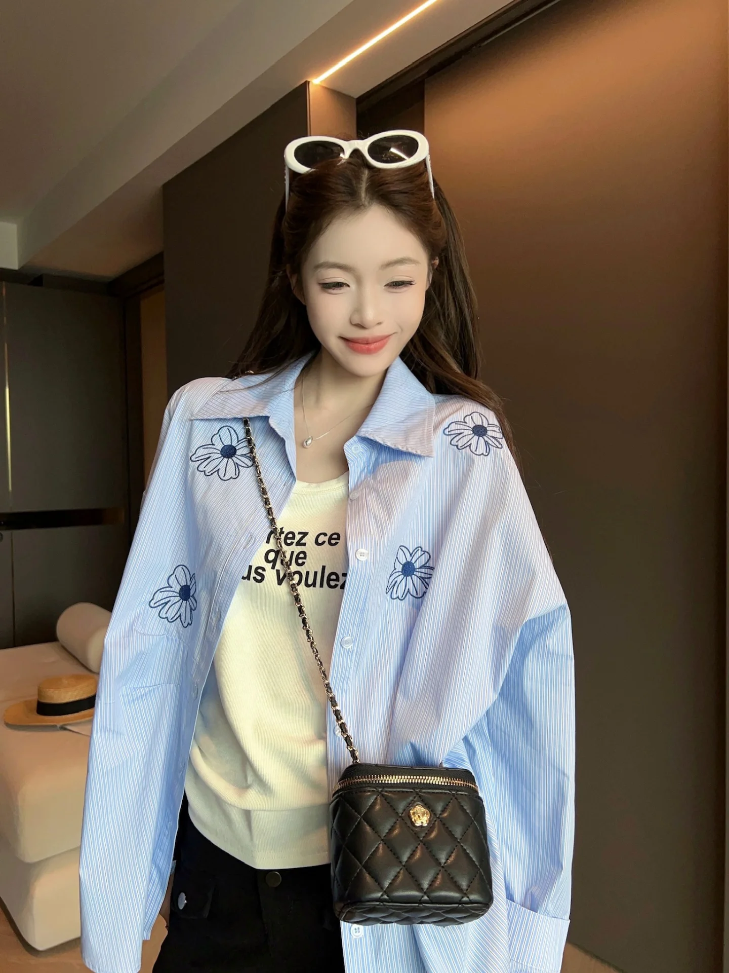 

Casual Loose Women's Shirt Versatile Early Spring 2026 New Style Slimming Polyester Fiber Long Sleeve Floral Print