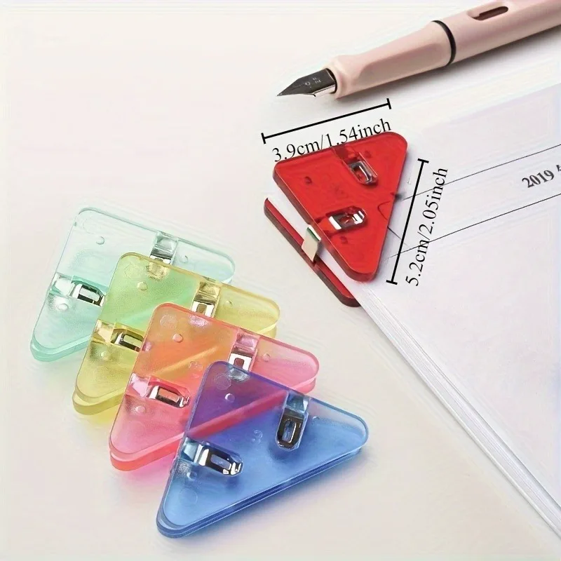 20pcs Transparent Triangle Clips, Right Angle File Folders for Test Papers, Book Covers, Office School Home Anti-Wrinkle Plastic