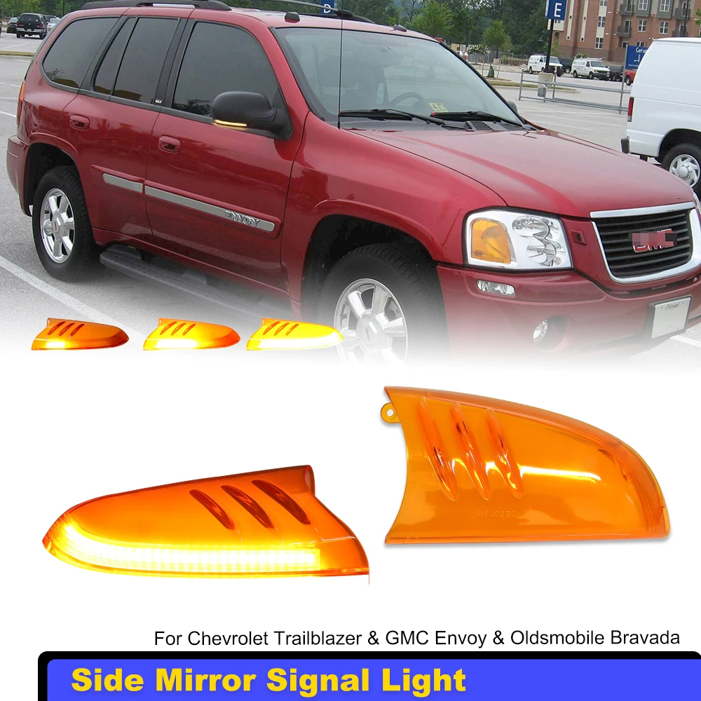 

2pcs For Chevrolet Trailblazer,For GMC Envoy & For Oldsmobile Bravada Flash Side View Mirror Amber Sequential Turn Signal Lights