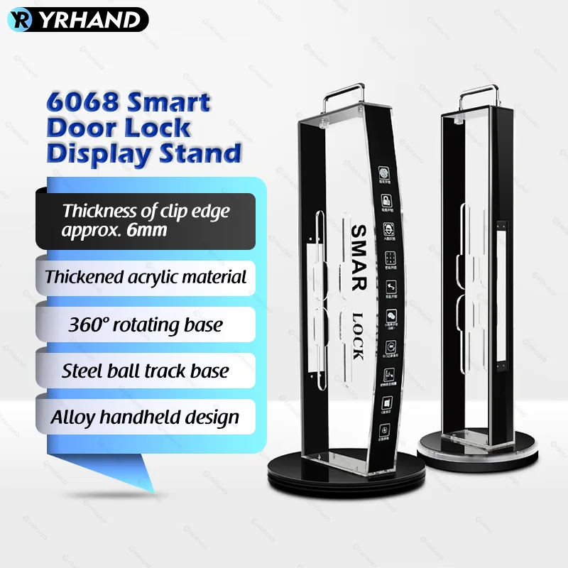 Anti-theft Acrylic Digital Fingerprint face Smart Door Lock Display Stand With Light for 240*24 6068 secure Mortise lock