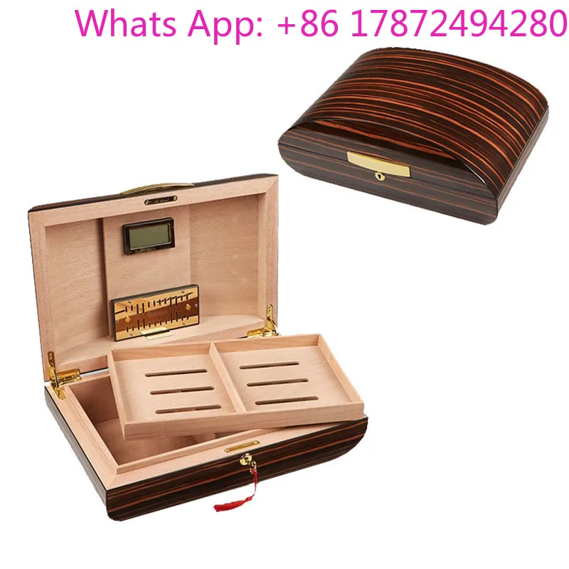 Custom logo Cigar Humidor Handmade Cedar Box High-quality New Design Cigar Display  Wooden Gift Box Travel Humidor