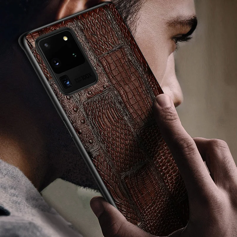 Brand Phone Case For Samsung Galaxy Note 20 10 S24 S23 S22 S21 S20 Ultra Plus  Genuine Leather Shockproof Back Cover