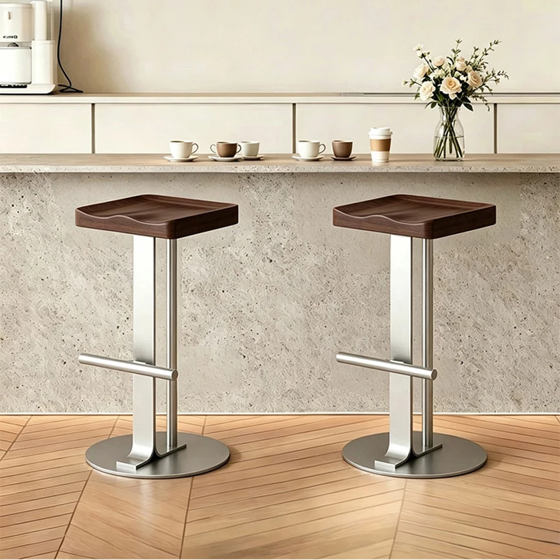 Creative Metal Bar Stool,Solid Wood Tall Stools,Coffee Shop Bar Chair,Leisure Chair,Art Footstool,Mobile Seats,Nordic Furniture